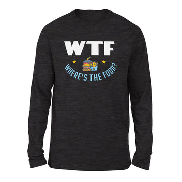 WTF - Where's The Food Men/Unisex Drop Shoulder Sweatshirt in Dark Grey Heather color